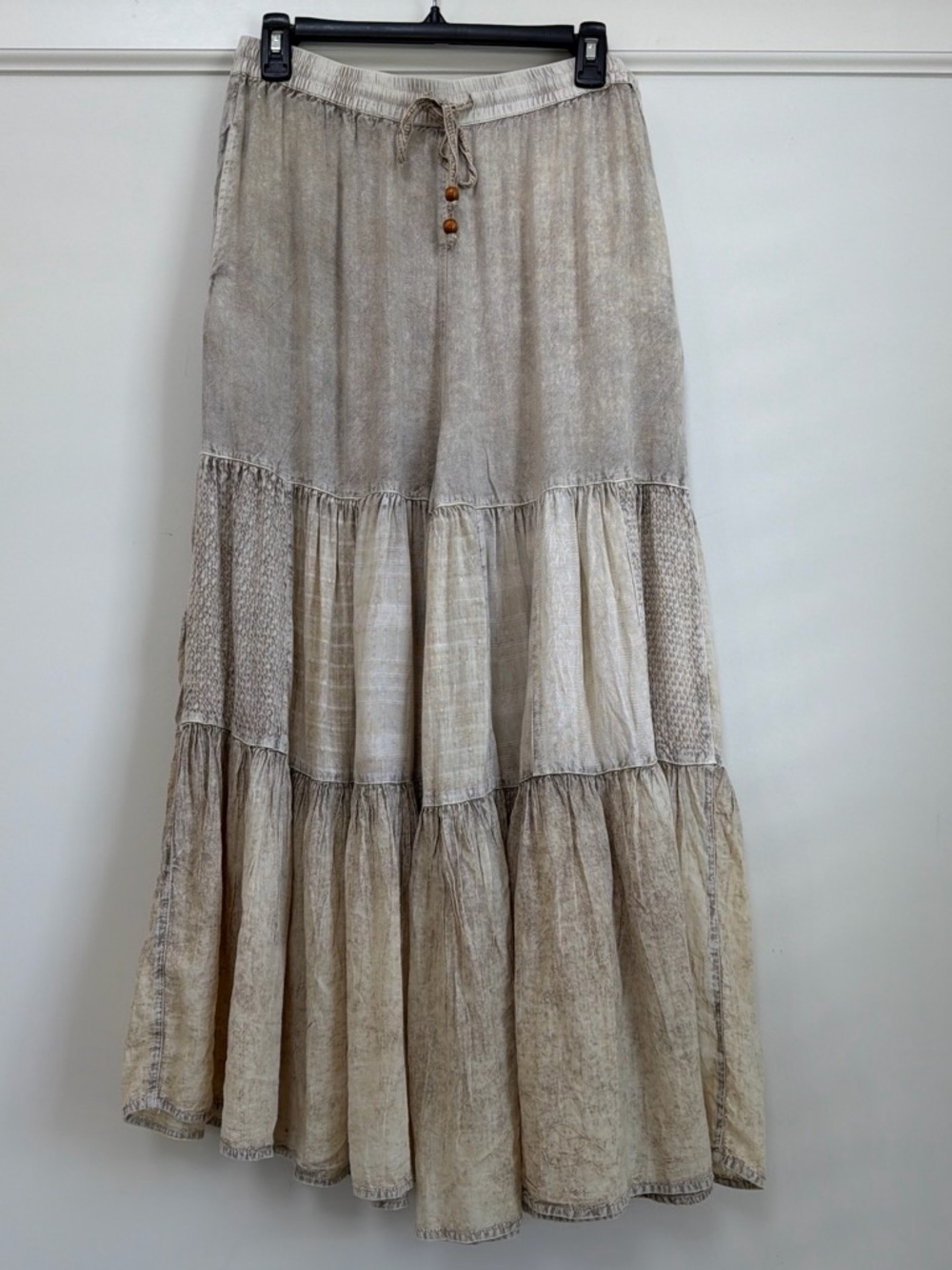 Young Threads Latte Mineral-Wash Tiered Wide-Leg Palazzo Pants NWT XL